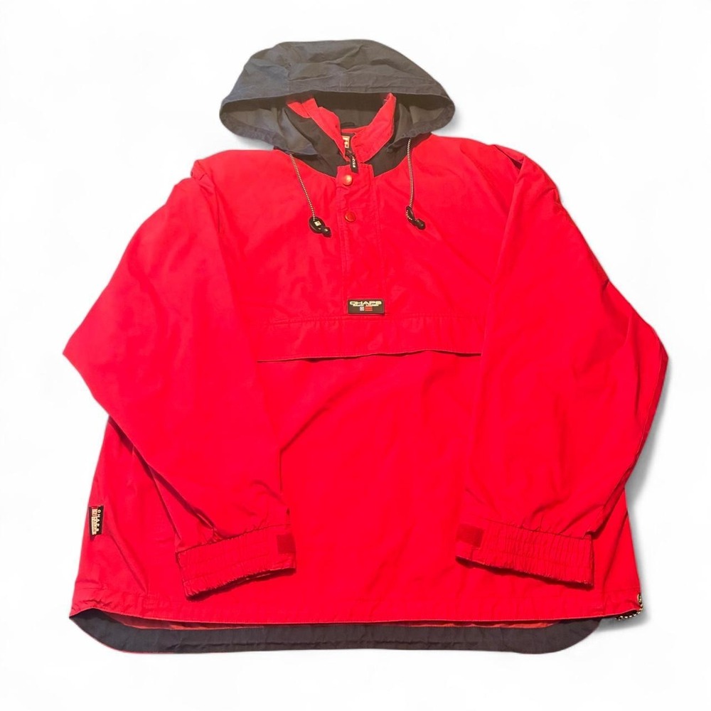 Vintage 90s Chaps Ralph Lauren Red Pullover Anorak Windbreaker Jacket Mens Large